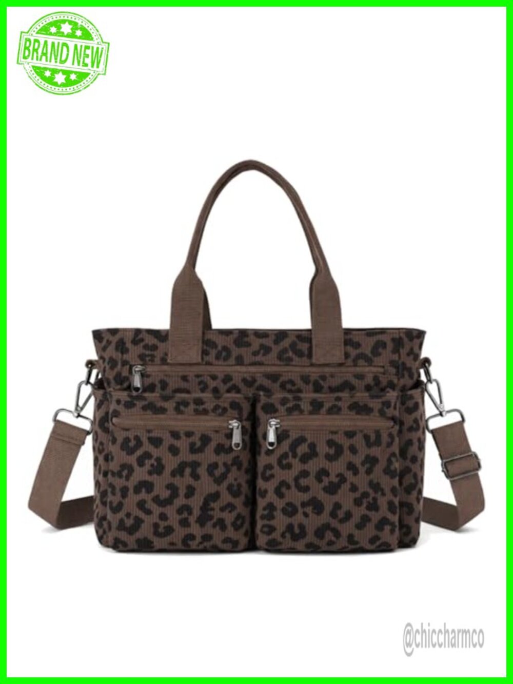 Corduroy Tote Bag with Multiple Pockets Adjustable Strap Hobo Crossbody